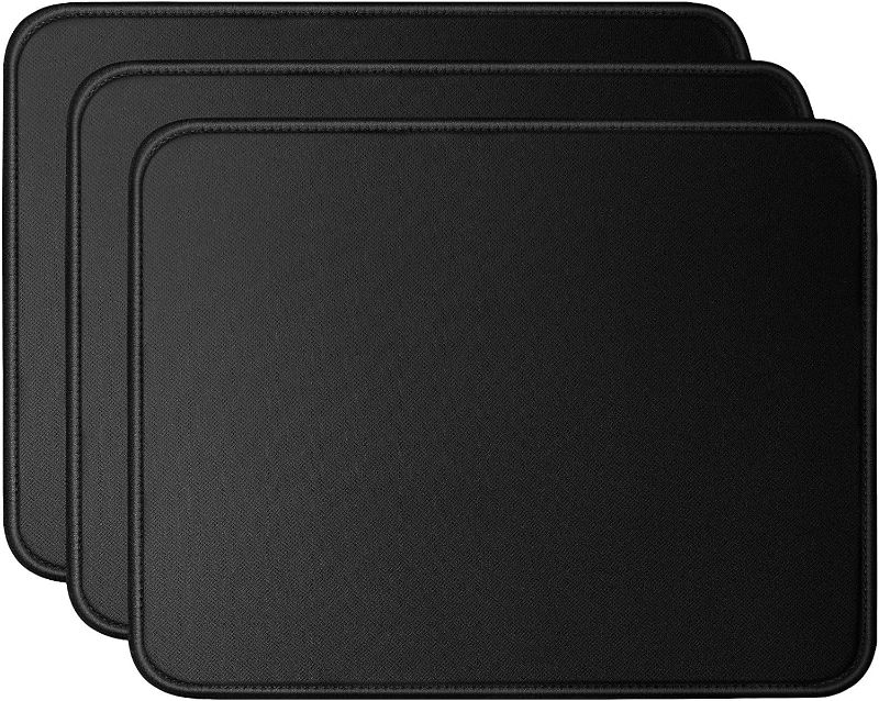 Photo 1 of  3 Mouse Pad Stitched Edges Premium-Textured Large Mouse Pads Mat Natural Non-Slip Rubber Base Mousepad for Laptop, Computer & PC, 11 x 8.7 inches, Black 
 
