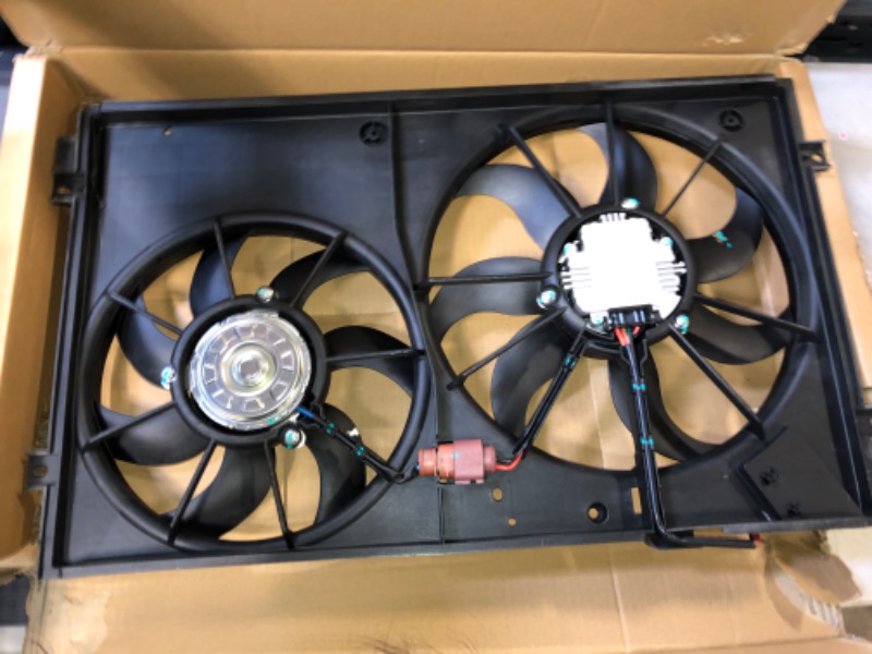 Photo 3 of iRKY Radiator Fan Assembly Cooling Fan Compatible with Volkswagen Jetta Beetle Beetle Cabrio Bora Caddy Golf Passat for 1K0121207BB9B9 1K0959455FR 1KM121205