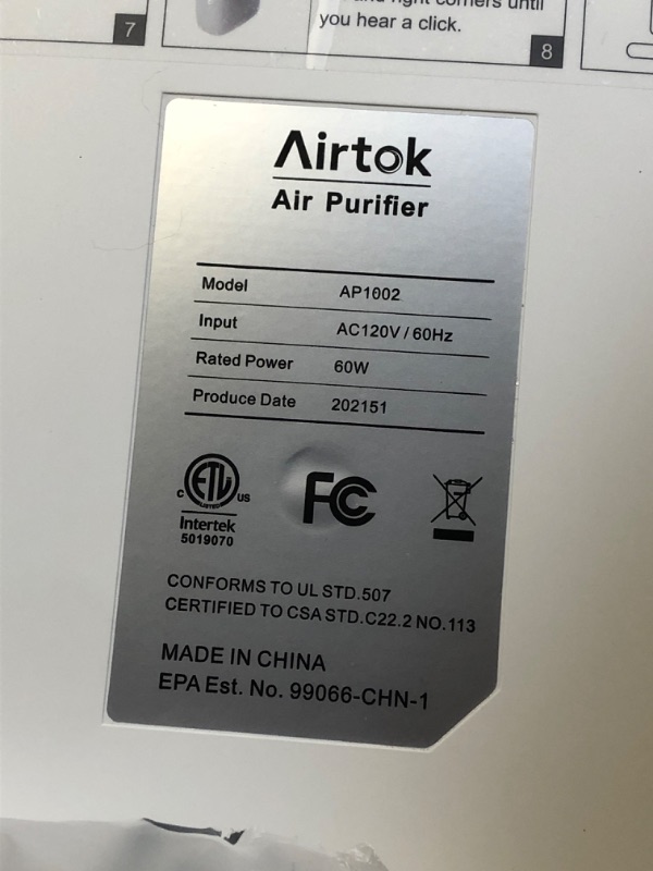 Photo 4 of AIRTOK Hepa Air Purifiers for Home Large Room up to 1100 ft² H13 True Filter 100% Ozone Free Air Cleaner for Smokers, Pet, Remove 99.99%Allergens, Dust, Odor, Smoke, Pollen (Available for California)