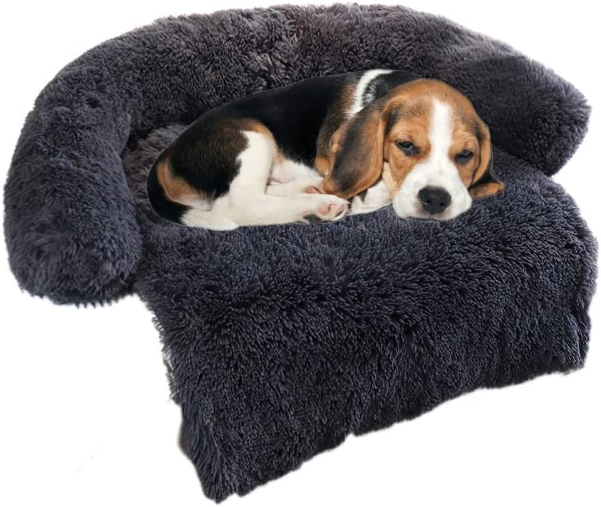 Photo 1 of Calming Dog Bed Fluffy Plush Large Medium Small Dogs and Cats (Dark Grey)
