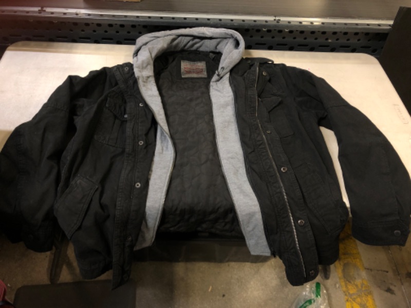 Photo 1 of LEVIS MENS HOODIE BUTTONED UP - BLACK - LRG - HAS HAIR