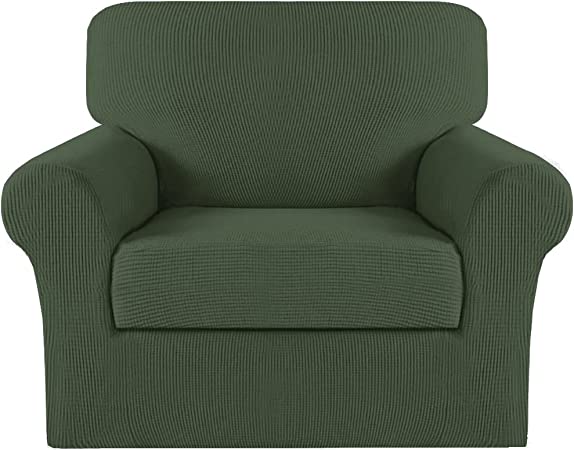 Photo 1 of 2 Piece Chair Covers Chair Slipcovers for Living Room Armchair Sofa Covers Chair Couch Cover with Arms Washable Furniture Protector for Chairs Feature Thick Jacquard Fabric (Chair, Bronze Green)
