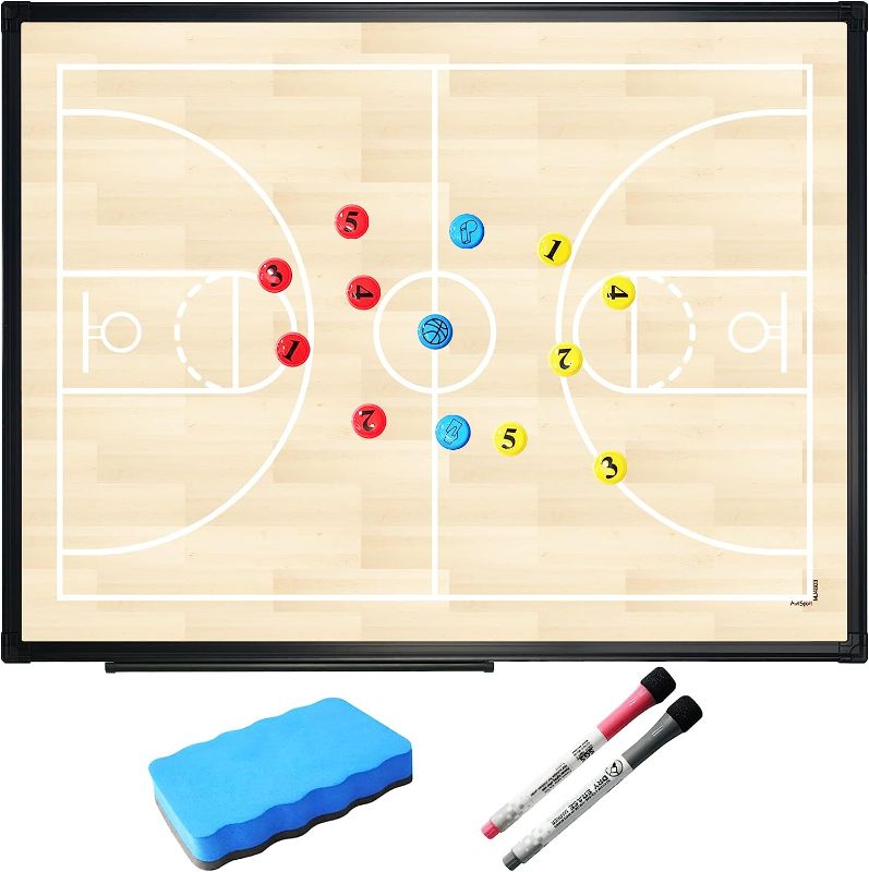 Photo 1 of AutSport Magnetic Dry Erase Coaching Board 24x18 Inch,Large Double-Sided Tactics Board Aluminum Frame Great for Drills, Strategy and Training --- Box Packaging Damaged, Item is New

