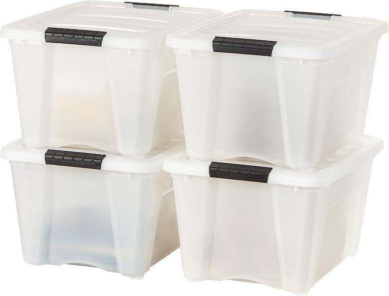 Photo 1 of  Plastic Storage Container Bin with Secure Lid and Latching Buckles, 4 pack -