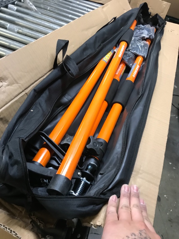 Photo 1 of 4PK Support Pole, Steel Telescopic Adjustable 3rd Hand Support System, Support Rod, Supports up to 154 lbs Construction Rods for Cabinet Jacks Cargo Bars Drywalls Extends from 49 Inch to 114 Inch