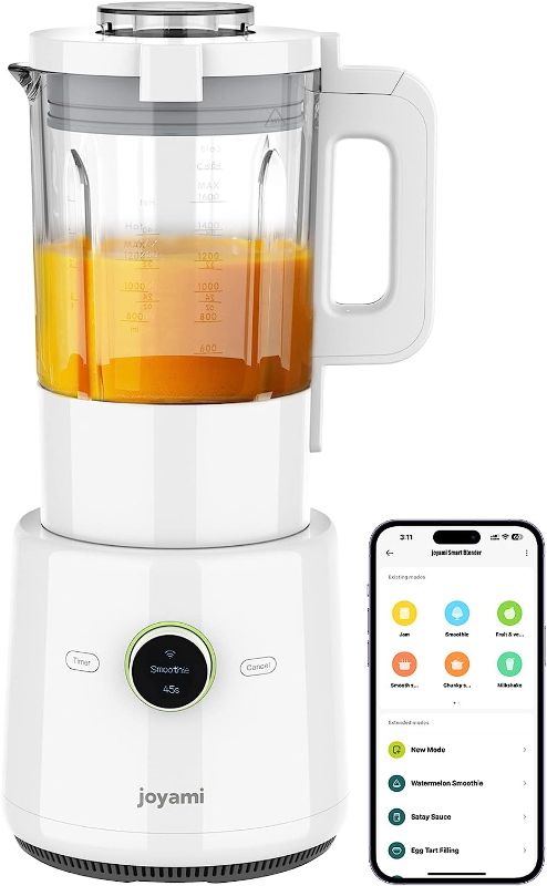 Photo 1 of joyami Smart Countertop Blender for Hot & Cold Drinks with 9-Speed, Self-Cleaning, Keep Warm, Ideal for Smoothies, Shakes, Puree, Ice and Frozen Fruit, 56 oz Capacity, 1000W, White
