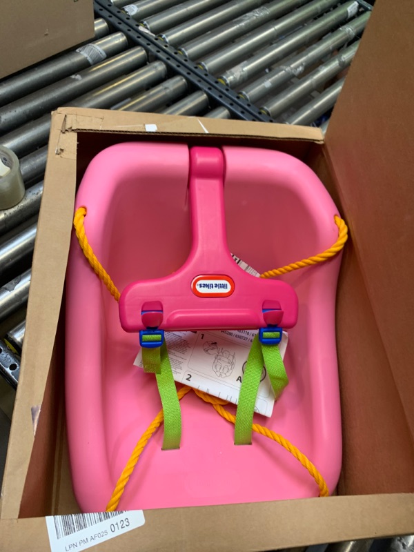 Photo 3 of Little Tikes Snug 'n Secure Pink Swing with Adjustable Straps, 2-in-1 for Baby and Toddlers Ages 9 Months - 4 Years --- Box Packaging Damaged, Minor Use

