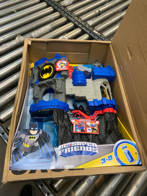 Photo 3 of Imaginext DC Super Friends Batman Toy, Wayne Manor Batcave Playset with Batman Figure Batcyle and Accessories --- Box Packaging Damaged, Item is New
