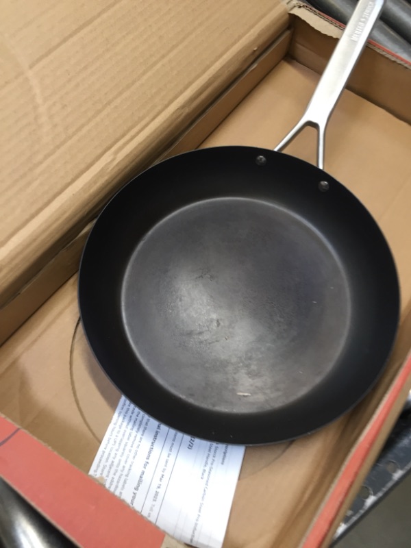 Photo 2 of Merten & Storck Pre-Seasoned Carbon Steel Pro Induction 12" Frying Pan Skillet, Oven Safe, Stainless Steel Handle, Black 12" Frying Pan Skillet Stainless Steel Handle