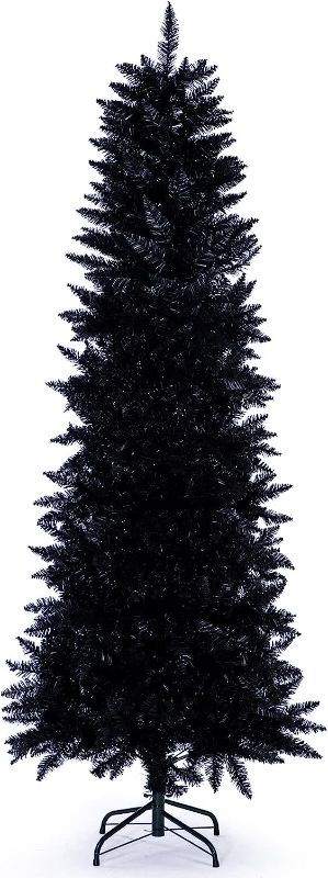 Photo 1 of Artificial Christmas Trees,Collapsible Black Pencil Tree with 550 Tips Metal Stand, Suitable for Halloween Christmas, Home Corner Apartment Entryway, 5 FT
