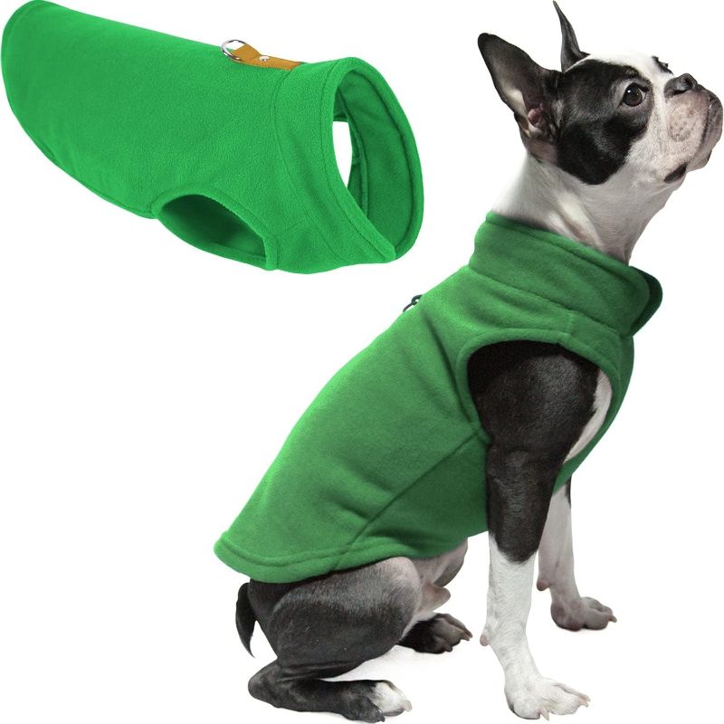 Photo 1 of Gooby Fleece Vest Dog Sweater - Green, Large - Warm Pullover Fleece Dog Jacket with O-Ring Leash - Winter Small Dog Sweater Coat - Cold Weather Dog Clothes for Small Dogs Boy or Girl
