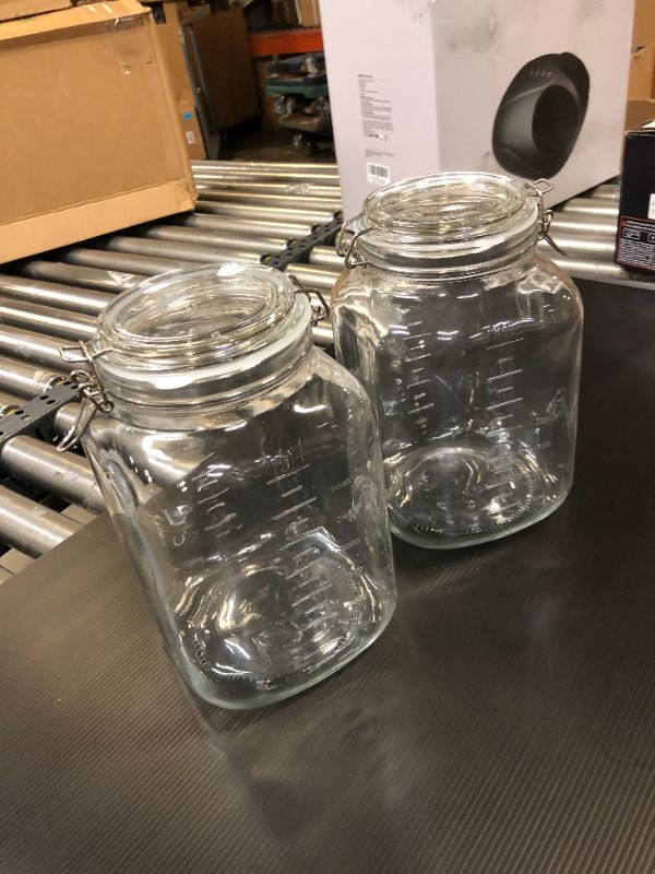 Photo 2 of [UPGRADE] 2 Pack Square Super Wide Mouth Airtight Glass Storage Jars with Lids, 1.1 Gallon Glass Jars with 2 Measurement Marks, Canning Jars with Leak-proof Lid for Kitchen(Extra Label, Pen and Gasket)X002NHNER5
