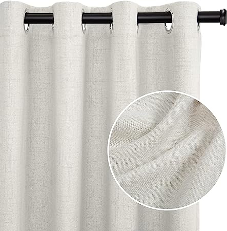Photo 1 of 100% Blackout Curtains Linen Textured Blackout Curtains for Bedroom Grommet Curtains for Living Room Window Treatment Curtain Drapes(Beige)
