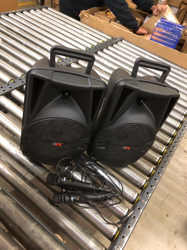 Photo 3 of PBX-800TWS 8-Inch Bluetooth Stereo PA System Comes with 2X 8 Speakers and 2X Stands, 2X Microphones, and a Remote Control