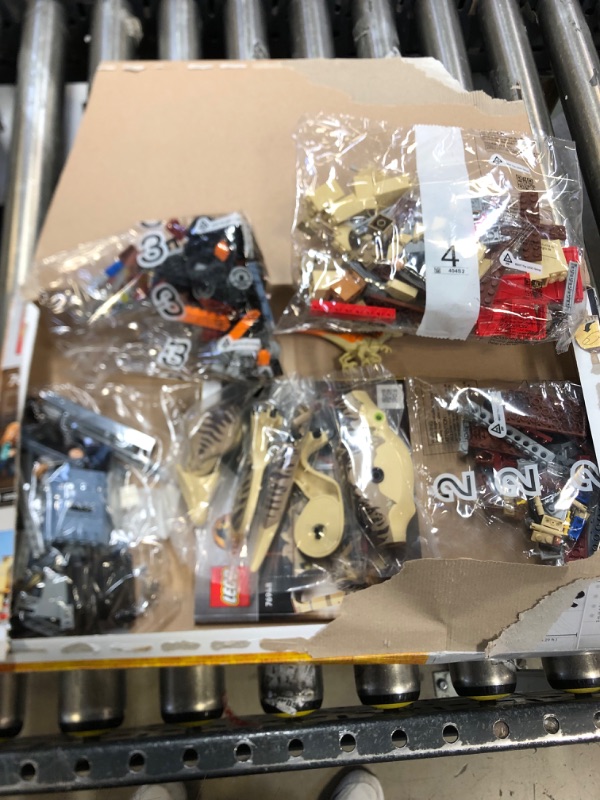 Photo 2 of LEGO Jurassic World T. rex & Atrociraptor Dinosaur Breakout 76948 Dino Toy Set, Gift Toys for Kids Age 8 Plus with 4 Minifigures, Market and Truck, 2022 Movie Inspired
NEW - OPEN BOX - MISSING PIECES