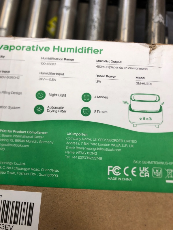 Photo 1 of 4L EVAPORATIVE HUMIDIFIER
NEW  -OPEN BOX