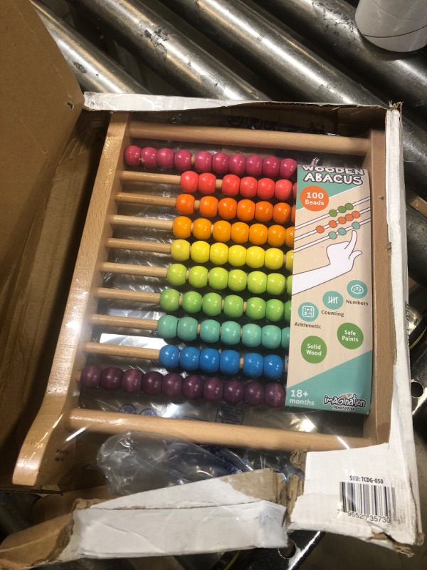 Photo 1 of Imagination Generation Wooden Abacus Classic Counting Tool, Counting Frame Educational Toy with 100 Colorful Beads