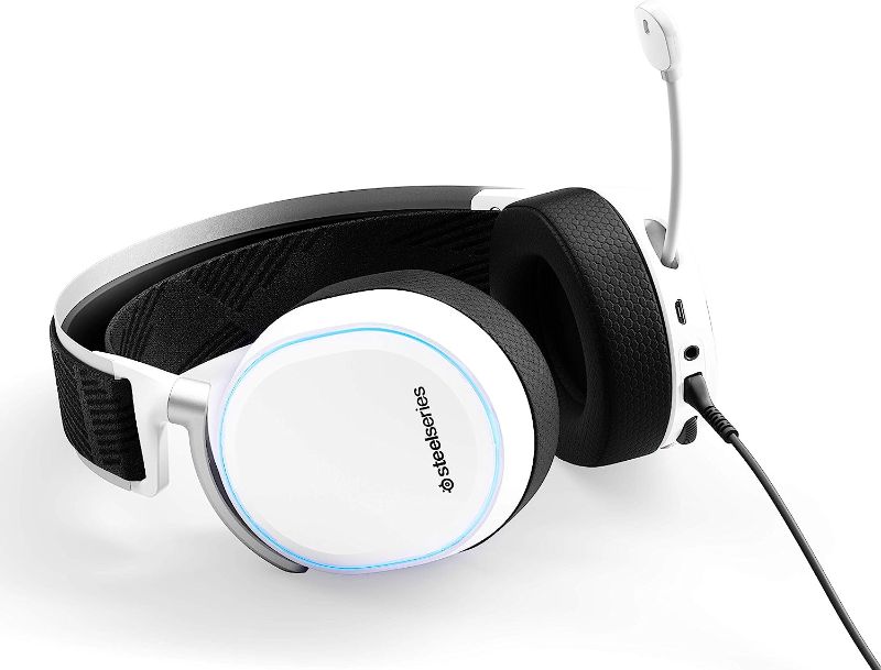 Photo 1 of SteelSeries Arctis Pro + GameDAC Wired Gaming Headset - Certified Hi-Res Audio - Dedicated DAC and Amp - for PS5/PS4 and PC - White
