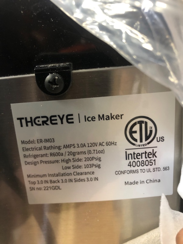 Photo 5 of Thereye Countertop Nugget Ice Maker, Pebble Ice Maker Machine, 30lbs Per Day, 2 Ways Water Refill, 3Qt Water Reservoir & Self-Cleaning, Stainless Steel Finish Ice Machine for Home Office Bar Party