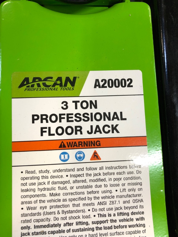 Photo 3 of Arcan 3 Ton (6,000 lbs.) Steel Floor Jack Quick Rise Dual Piston Pump Low Profile & MAXXHAUL 70472 Solid Rubber Heavy Duty Black Wheel Chock 2-Pack, 8" x 4" x 6"