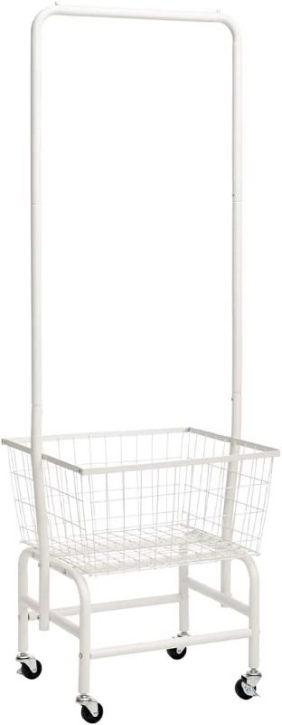 Photo 1 of ALIMORDEN Laundry Cart with Clothes Rack, Rolling Laundry Butler with Wire Storage Rack?Black