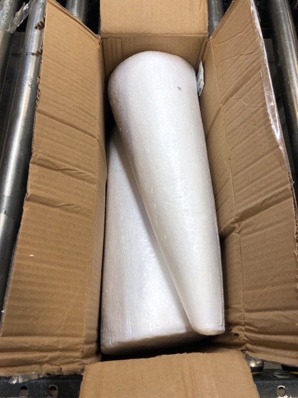 Photo 2 of 2 Pack Foam Cones 5.25" x 14.5" Styrofoam Cones  for Art and DIY Crafts Projects, White