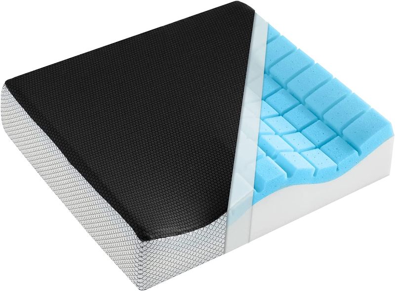 Photo 1 of 4 Inch Extra Thick Seat Cushion, Dual Layer Memory Foam Chair Cushions, Comfort Seat Cushions for Office Chair, Butt Back Pain Sciatica Coccyx Relief, Strong Support & Sit Longer Not Tired
