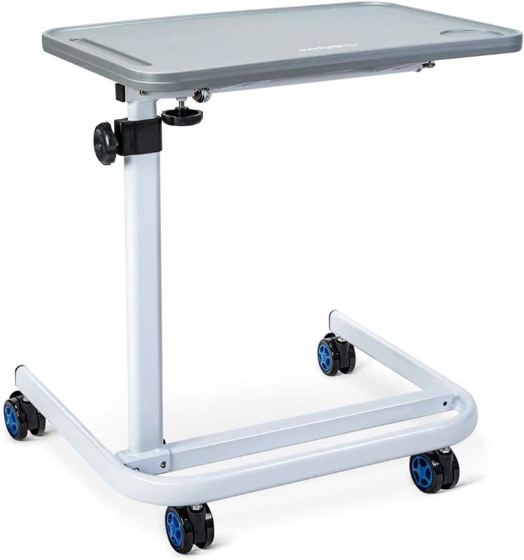 Photo 1 of OasisSpace Overbed Table, Hospital Bed Table with Holder, Adjustable Over Bedside with Wheels for Hospital and Home Use - Laptop, Reading, Eating Cart Stand - Bedridden, Elderly, Senior
