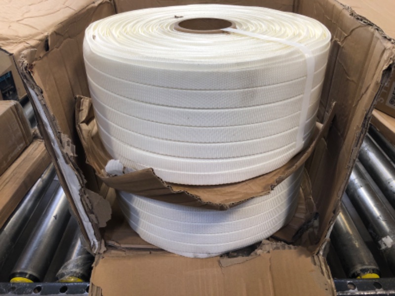 Photo 2 of [ 2 Rolls ] 3/4" x 1640’Per Roll Woven Cord Strapping Roll, 3280'Total Length, 2425 lbs Break Strength, Heavy Duty Polyester Cord Strapping,Packaging Strapping, 6”x 3”Core (2)