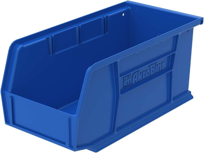 Photo 1 of Akro-Mils 30230 AkroBins Plastic Hanging Stackable Storage Organizer Bin, 11-Inch x 5-Inch x 5-Inch, Blue 6 PCK