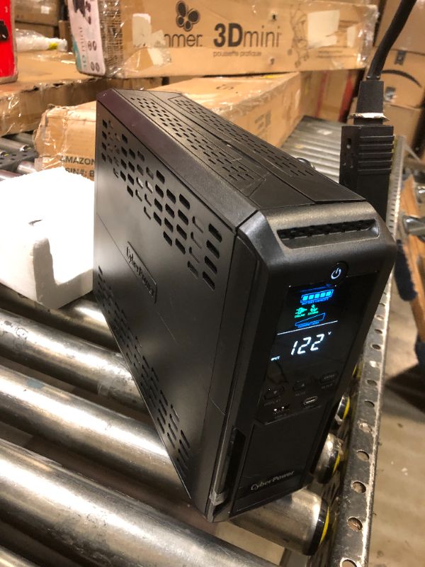 Photo 2 of CyberPower CP1500AVRLCD3 Intelligent LCD UPS System, 1500VA/900W, 12 Outlets, 2 USB Ports, AVR, Mini Tower, Black 1500VA NEW UPS System