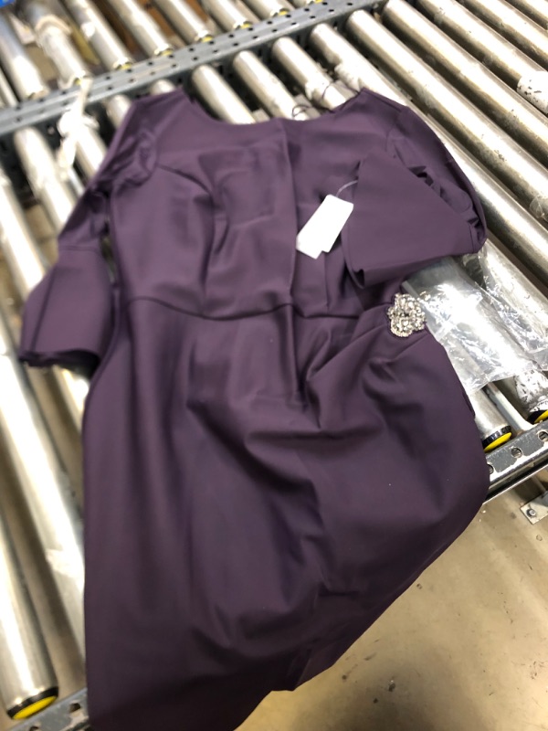 Photo 1 of Alex Evenings Women's Slimming Short Dress with Bell Sleeves (Petite and Regular) 12 Aubergine NEW - TAGS ON