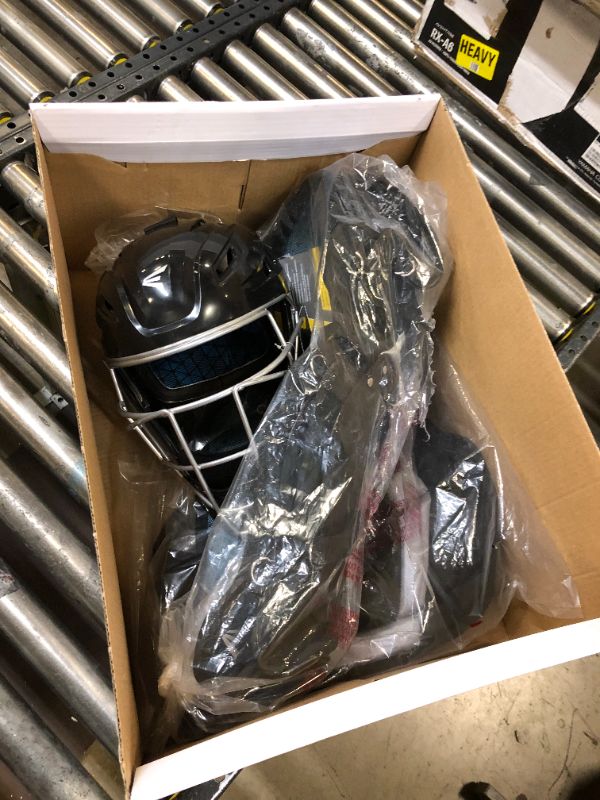 Photo 2 of Easton | GAMETIME Baseball Catcher's Equipment | Box Set | NOCSAE Approved | Youth/Intermediate/Adult | Multiple Colors Intermediate Black / Silver