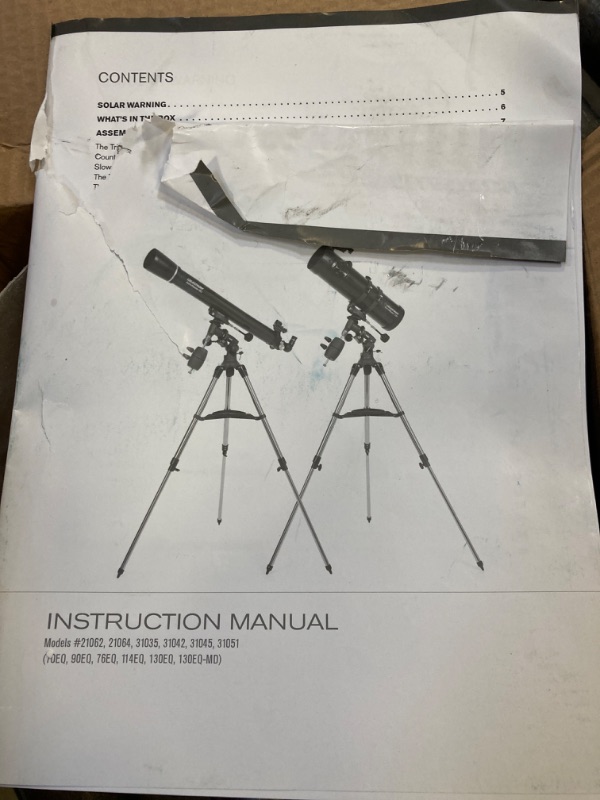Photo 1 of Celestron - AstroMaster 130EQ-MD Newtonian Telescope - Reflector Telescope for Beginners - Fully-Coated Glass Optics - Adjustable-Height Tripod - BONUS Astronomy Software Package 130EQ Newtonian w/Motor Drive 130EQ Newtonian w Motor SOLD FOR PARTS ONLY. 
