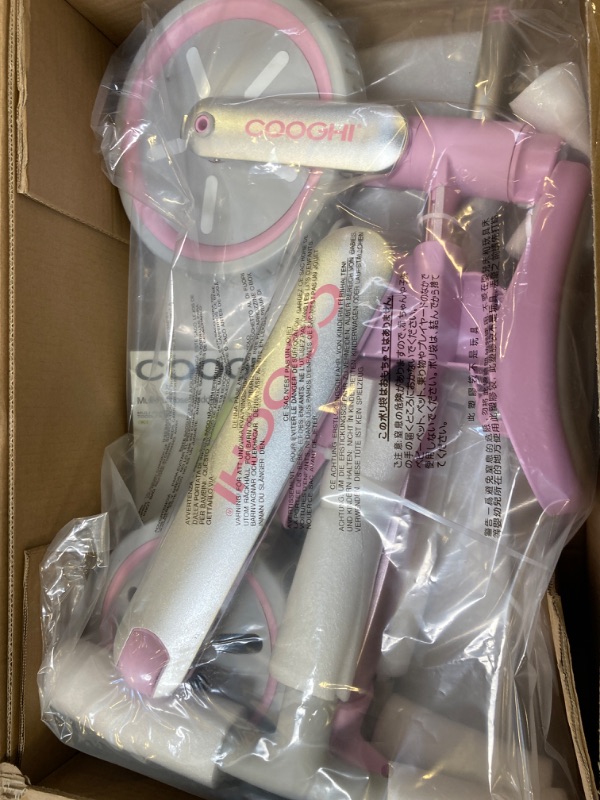 Photo 1 of Cooghi 3-in-1 Kids Tricycle for Kids Ages 18 Months - 4 Years Old, 3 Wheels Toddler Tricycle with Detachable Pedal and Adjustable Seat, Pink