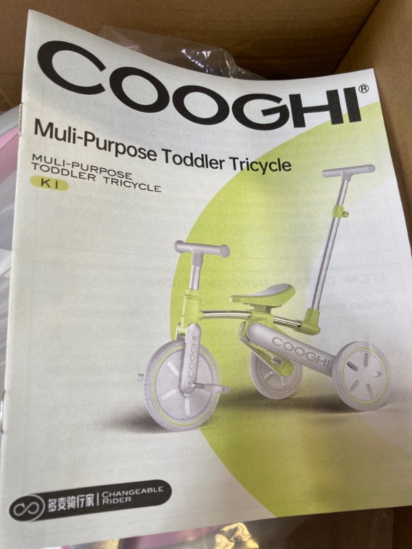 Photo 1 of Cooghi 3-in-1 Kids Tricycle for Kids Ages 18 Months - 4 Years Old, 3 Wheels Toddler Tricycle with Detachable Pedal and Adjustable Seat, Pink