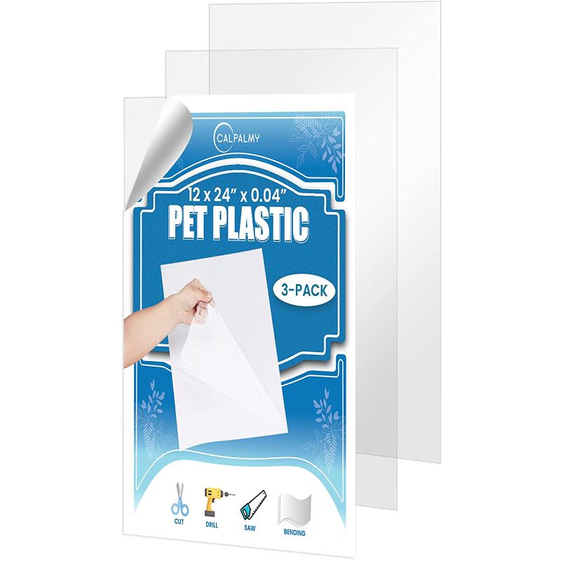 Photo 1 of 3 Pack PET Sheet Panels - 12" x 24" x 0.04" Clear Acrylic Sheet-Quality Shatterproof, Lightweight, and Affordable Glass Alternative Perfect for Poster Frames, Counter Barriers, and Pet Barriers.
