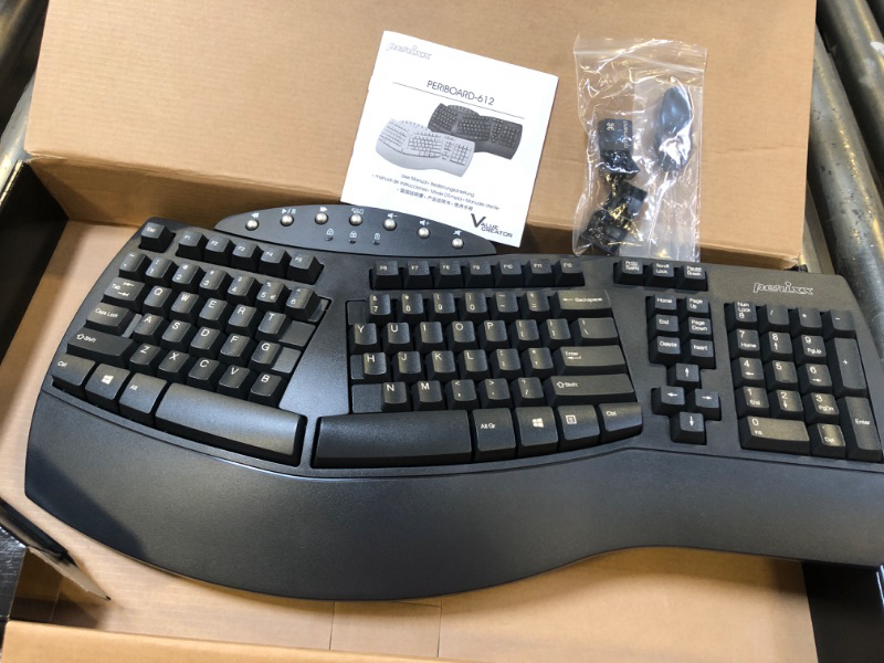 Photo 2 of Perixx Periboard-612 Wireless Ergonomic Split Keyboard with Dual Mode 2.4G and Bluetooth Feature, Compatible with Windows 10 and Mac OS X System, Black, US English Layout, (11354) Wireless Black Keyboard