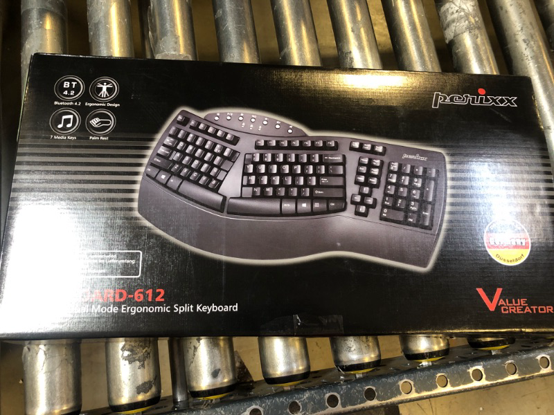 Photo 5 of Perixx Periboard-612 Wireless Ergonomic Split Keyboard with Dual Mode 2.4G and Bluetooth Feature, Compatible with Windows 10 and Mac OS X System, Black, US English Layout, (11354) Wireless Black Keyboard