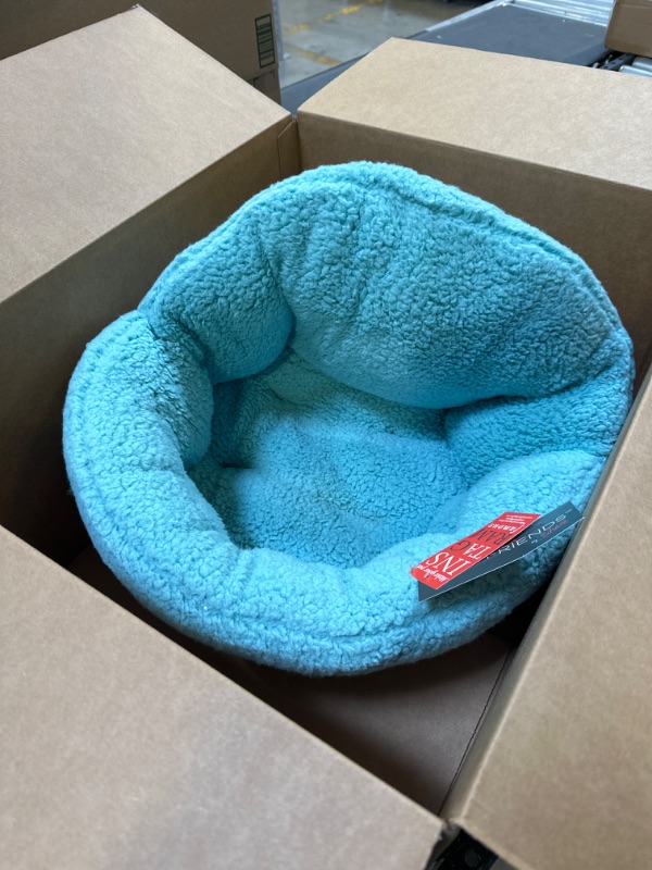 Photo 3 of Best Friends by Sheri OrthoComfort Deep Dish Cuddler Sherpa Cat and Dog Bed, Teal, Standard Standard Bed Teal Sherpa