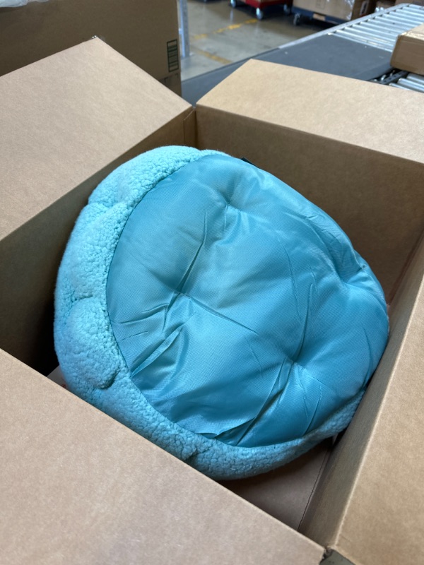 Photo 2 of Best Friends by Sheri OrthoComfort Deep Dish Cuddler Sherpa Cat and Dog Bed, Teal, Standard Standard Bed Teal Sherpa