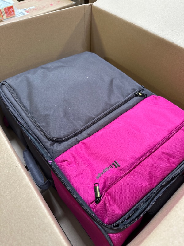 Photo 3 of it luggage Duo-Tone 27" Softside Checked 8 Wheel Spinner, Fuschia Red/Magnet 27" Fuschia Red / Magnet