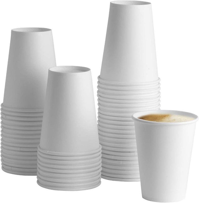 Photo 1 of [100 Pack] 12 oz. White Paper Hot Coffee Cups
