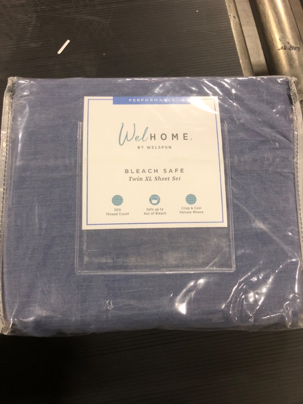 Photo 1 of 300 Thread Count Egyptian Cotton 300TC Twin Extra Long Sheet Set, Twin XL, Navy Solid 300 TC