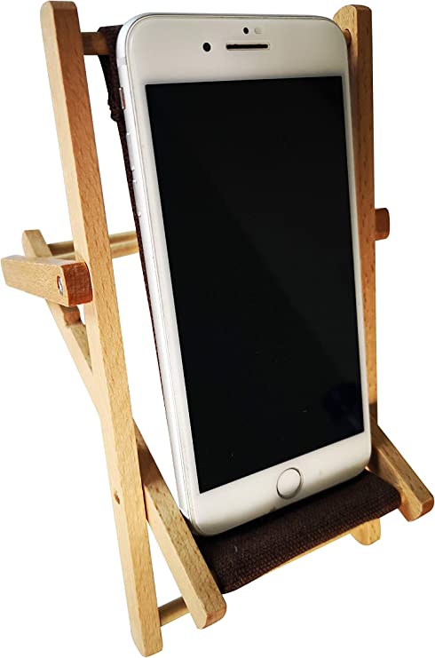 Photo 1 of MINI Hanpo Cell Phone Holder Wood & Canvas Beach Deck Chair - Desk Stand for Smart Phone 5.5 Inches ****Factory Sealed****