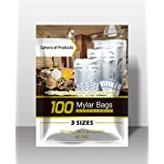 Photo 1 of 100pcs Mylar Bags for Food Storage with Oxygen Absorbers 300cc (10*10 Packs) and Labels, 10"x14" (30) 7"x10" (30) 5"x7" (40) Stand-Up Zipper Pouches Resealable and Heat Sealable for Long Term 