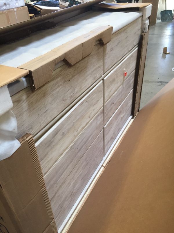 Photo 2 of Signature Design by Ashley Willowton Coastal Cottage 6 Drawer Dresser with Faux Plank Top, Whitewash