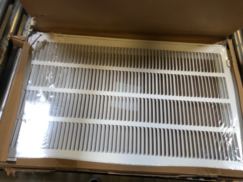 Photo 3 of 16" X 28" Steel Return Air Filter Grille for 1" Filter - Easy Plastic Tabs for Removable Face/Door - HVAC DUCT COVER - Flat Stamped Face -White [Outer
