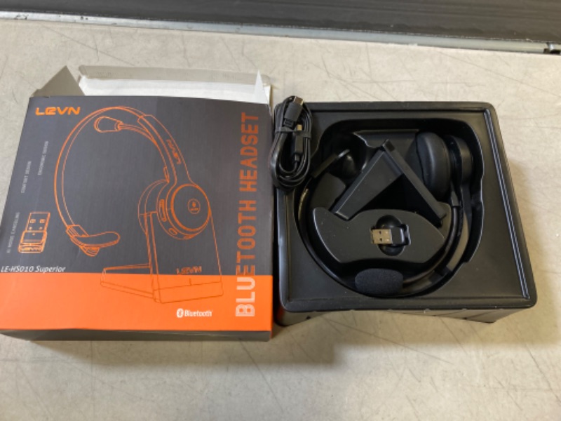 Photo 2 of LEVN Bluetooth 5.0 Headset, Wireless Headset with Microphone (AI Noise Cancelling)