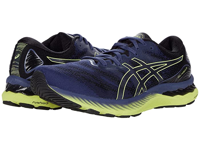 Photo 1 of  Asics Men's Nimbus 23 Shoes in Thunder Blue/Glow Yellow | Size: 9 Width: D | Fit2Run
